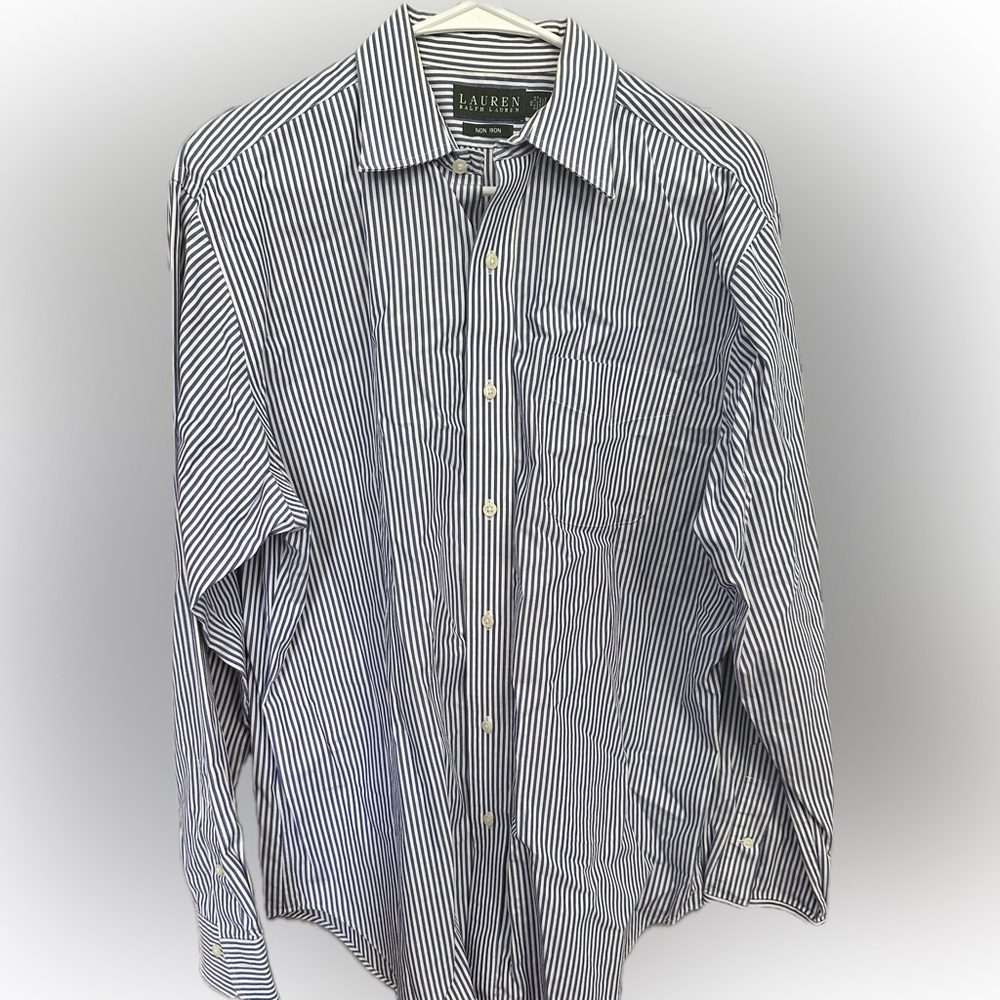 Lauren Ralph Lauren Blue and White Pinstripe Dress Shirt